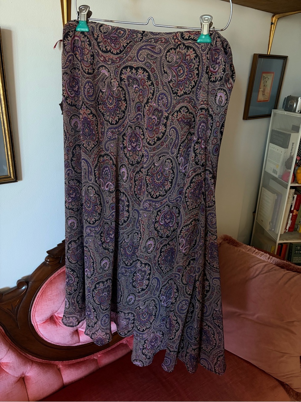 Mango Paisley Maxi Skirt in Purple and Black